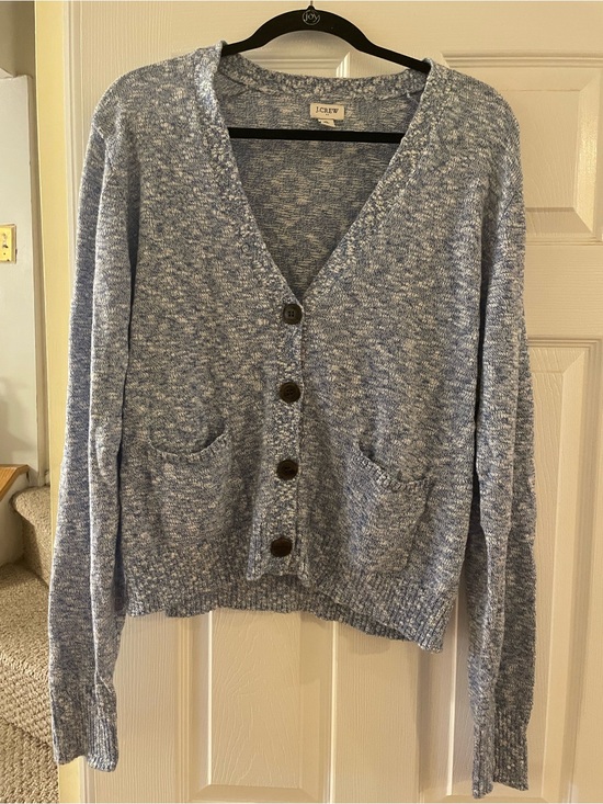 J. Crew Sweaters - J. Crew Heathered Light Blue V-Neck Button Cardigan
